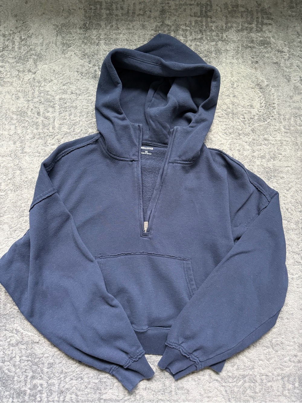 Hollister Navy Half-Zip Hooded Fleece